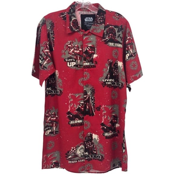 Star Wars We Love Fine Button Up Aloha Hawaiian Shirt NWT Size S - Picture 1 of 10
